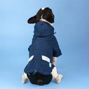 Navy Dog Raincoat with Hood